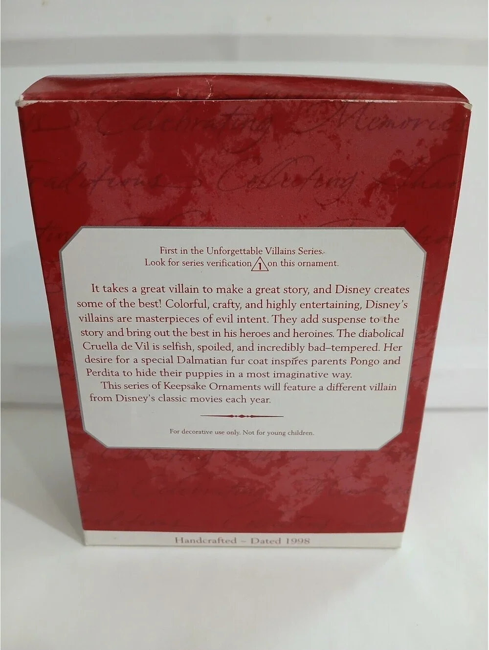 Hallmark Keepsake Ornament Cruella de Vil 1998 Disney 101 Dalmations Villain